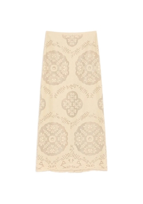 Valentino Garavani midi skirt in floral stamp blanket - Neutrals