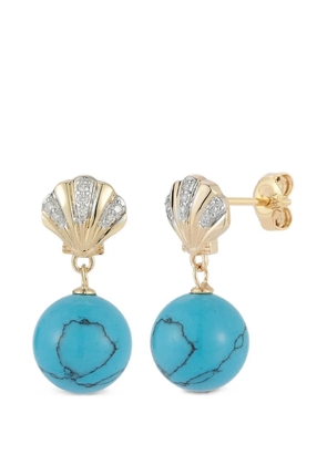Mateo Venus turquoise and diamond drop earrings - Gold