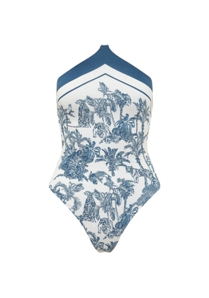 MC2 Saint Barth Meryem graphic-print halterneck swimsuit - White
