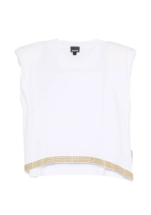 Just Cavalli stud-embellished padded-shoulder T-shirt - White