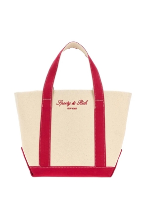 Sporty & Rich Signature NY Logo canvas tote bag - Neutrals