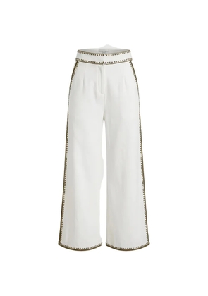 SCARLETT POPPIES Vera studded-trim trousers - White