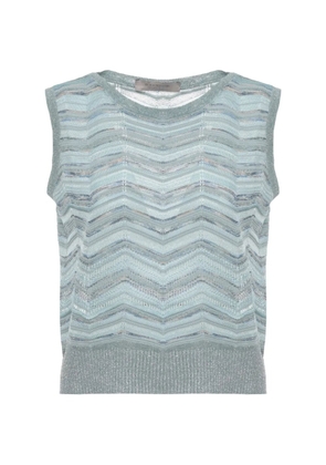 D.Exterior chevron-knit sleeveless sweater - Blue