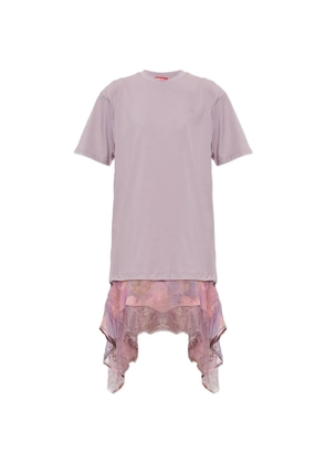 Diesel D-oreny lace-trimmed handkerchief-hem asymmetric dress - Purple