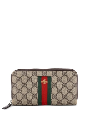 Gucci Pre-Owned Bee Web Zip Around Wallet GG Coated Canvas small wallets - Brown