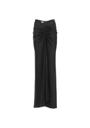 THE ANDAMANE Iris ruched satin-finish maxi skirt - Black