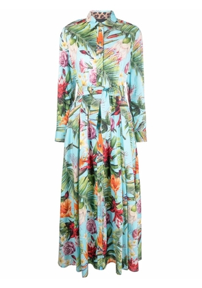 Philipp Plein floral-print shirt maxi dress - Green