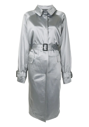 Shanghai Tang x Yuni Ahn satin reversible trench coat - Grey