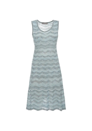 D.Exterior chevron-knit metallic-thread midi dress - Blue