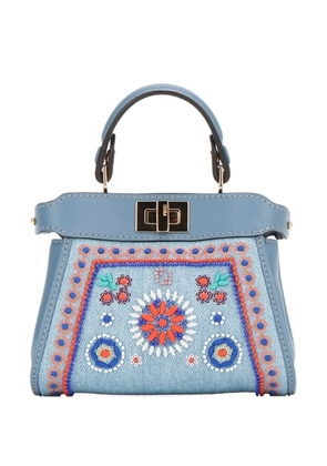 FENDI nano Peekaboo embroidered tote bag - Blue