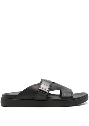 Calvin Klein Iconic logo-buckle slides - Black