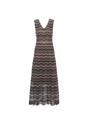 D.Exterior chevron-knit V-neck maxi dress - Black