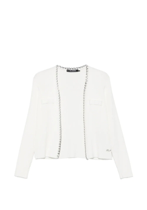 Karl Lagerfeld chain-trim ribbed cardigan - White