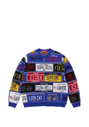 Supreme license-plate-print sweater - Blue