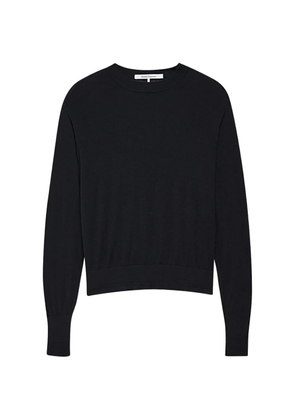 Another Tomorrow fine-knit merino wool long-sleeve top - Black