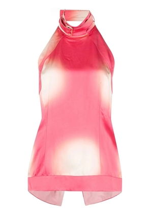 Shanghai Tang gradient-print halterneck top - Red