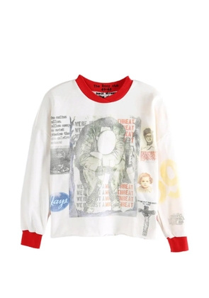 SAITOS graphic-print raw-cut sweatshirt - White