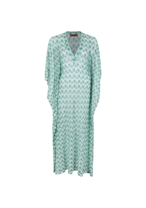 Missoni zigzag-knit V-neck dress - Blue