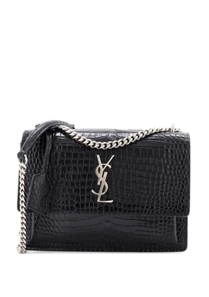 Saint Laurent Pre-Owned Sunset Crocodile Embossed Leather Medium crossbody bag - Black