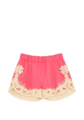 Valentino Garavani embroidered Couture linen shorts - Pink
