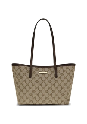 Gucci small GG Supreme logo-plaque tote bag - Neutrals