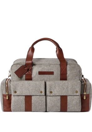 Brunello Cucinelli virgin wool, alpaca and cashmere flannel leisure bag with grained calfskin inserts - Grey