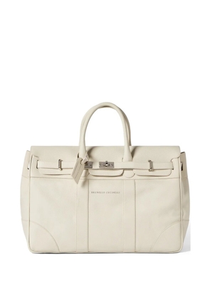 Brunello Cucinelli grained-calfskin country bag - Neutrals
