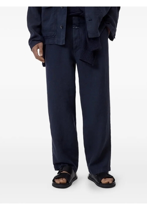 Closed pleat-detail linen trousers - Black