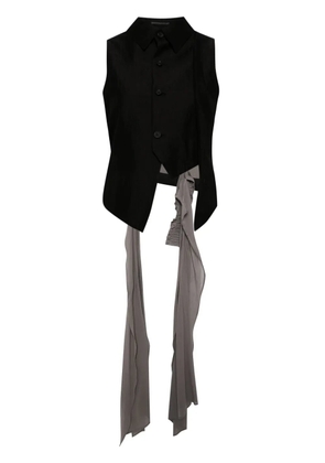 Yohji Yamamoto draped-detail asymmetric waistcoat - Black
