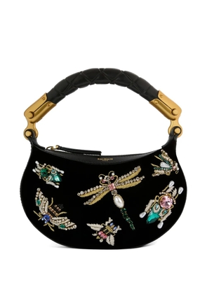 Balmain mini Ébène insect bag in embroidered velvet - Black