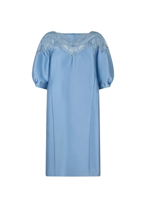 Alberta Ferretti macramé-lace balloon-sleeve midi dress - Blue
