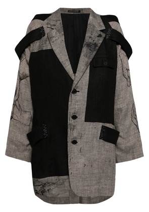 Yohji Yamamoto layered-design linen blazer - White
