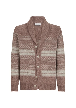 Brunello Cucinelli alpaca, cashmere and wool nordic-jacquard cardigan - Brown
