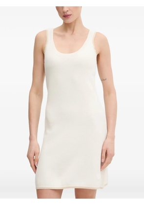 Ea7 Emporio Armani logo-patch ribbed-trim mini dress - Neutrals