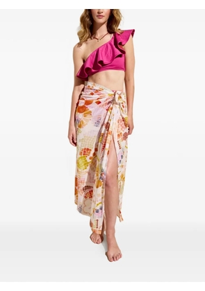 Marie Oliver Selena mosaic-print sarong - White