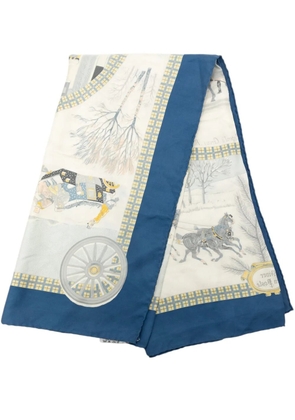 Hermès Pre-Owned 20th Century L Hiver en Poste Silk Scarf 90 scarves - Blue