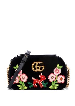 Gucci Pre-Owned GG Marmont Camera Bag Embroidered Matelasse Velvet Small crossbody bag - Black