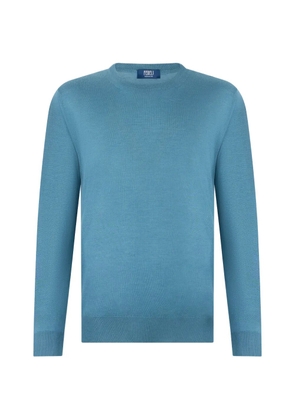 Fedeli fine-knit crew-neck sweater - Blue