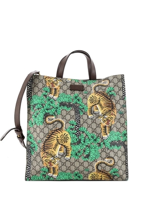 Gucci Pre-Owned Convertible Soft Open Tote Bengal Print GG Coated Canvas Tall shoulder bag - Brown