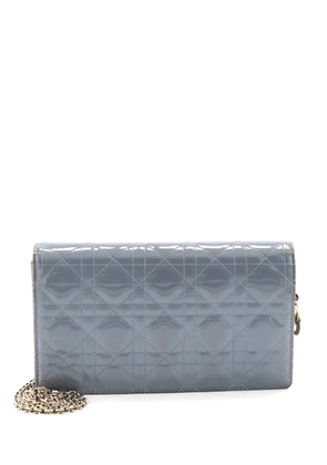Christian Dior Pre-Owned Lady Dior Chain Pouch Cannage Quilt Patent crossbody bag - Blue