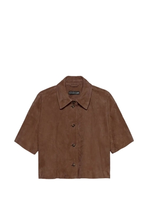 Studio Ar Eveline short-sleeved suede jacket - Brown