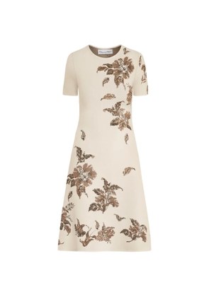 Oscar de la Renta hibiscus metallic jacquard dress - Neutrals