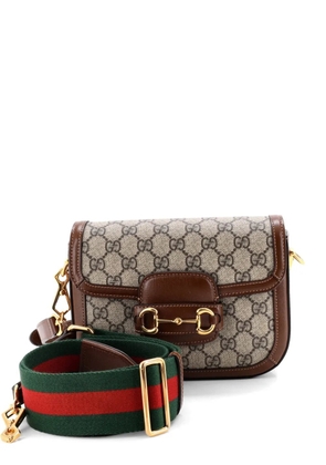 Gucci Pre-Owned Horsebit 1955 Shoulder Bag GG Coated Canvas with Leather Mini crossbody bag - Brown