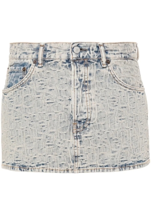 Acne Studios monogram-jacquard low-rise denim skirt - Blue