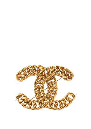 CHANEL Pre-Owned 1988-1989 CC Gold Plated Chain Pin Brooch costume brooch