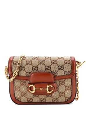 Gucci Pre-Owned Horsebit 1955 Crystal Embellished GG Canvas Mini shoulder bag - Brown
