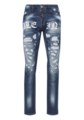 Philipp Plein logo-print straight-leg jeans - Blue
