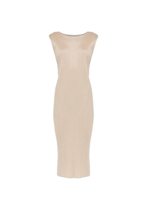 Pleats Please Issey Miyake pleated midi dress - Neutrals