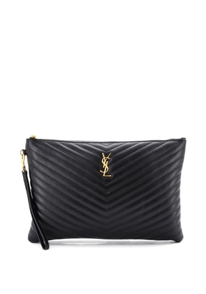 Saint Laurent Pre-Owned Puffy Zip Patent Large pouch - Black