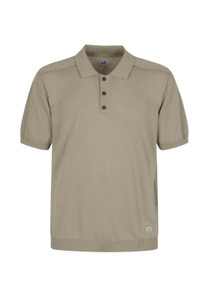 C.P. Company logo-patch knitted polo shirt - Grey